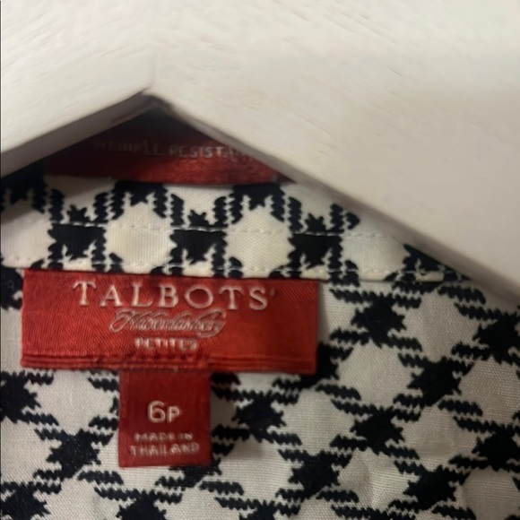 Talbots Black and White Notched Collar 3/4 Sleeve Blouse 327 - Picture 5 of 9